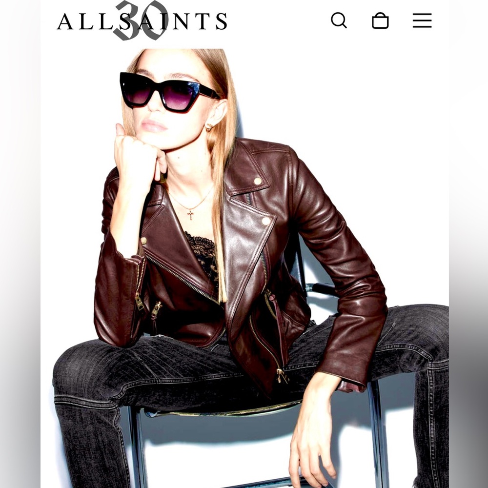 All Saints Slim Fit Leather Biker Jacket